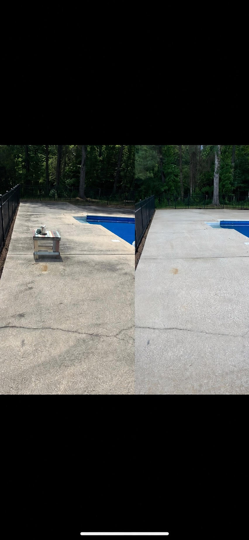 Pool deck before and after
